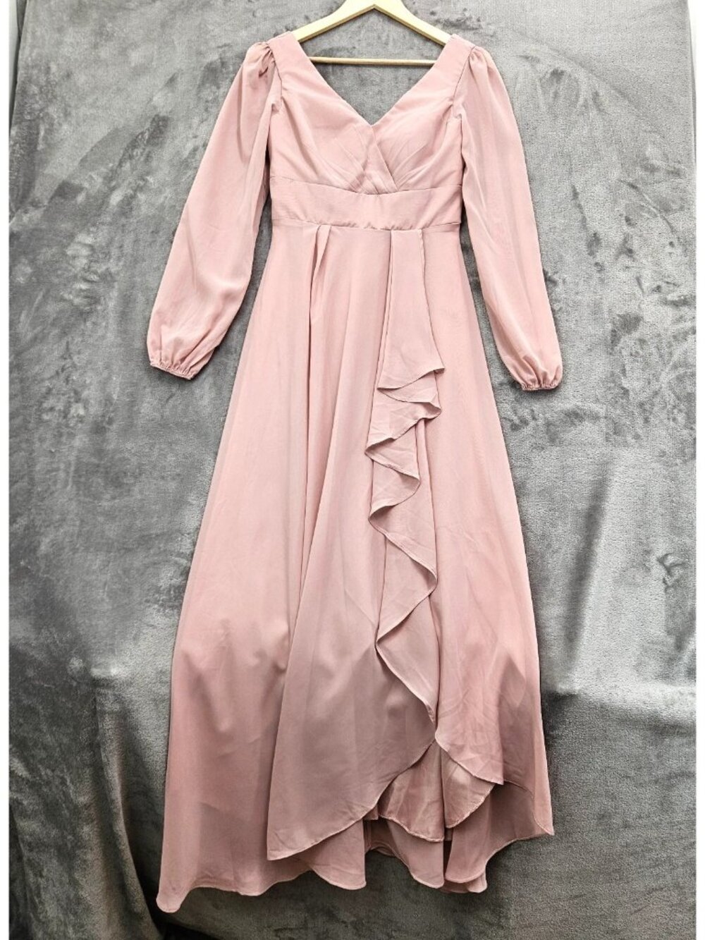 Wedding Dress Size 6 Maxi Gown Dusty Rose Pink Long Sleeve Bridesmaid Mother